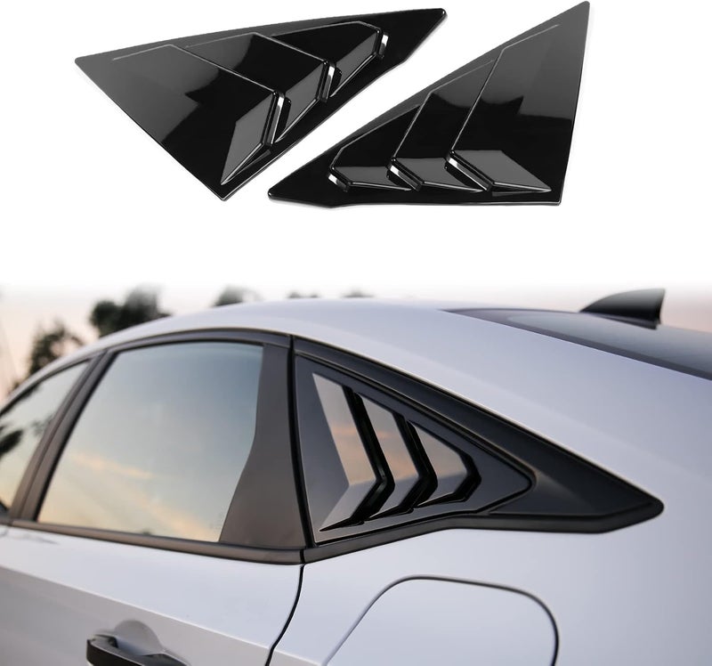 CKE for 11th Gen Civic Sedan Compatible with Honda Civic 2026 2025 2024 2023 2022 Accessories Car Exterior Rear Side Window Louvers Air Vent Scoop Shades Cover Blinds -Bright Black - Image 1